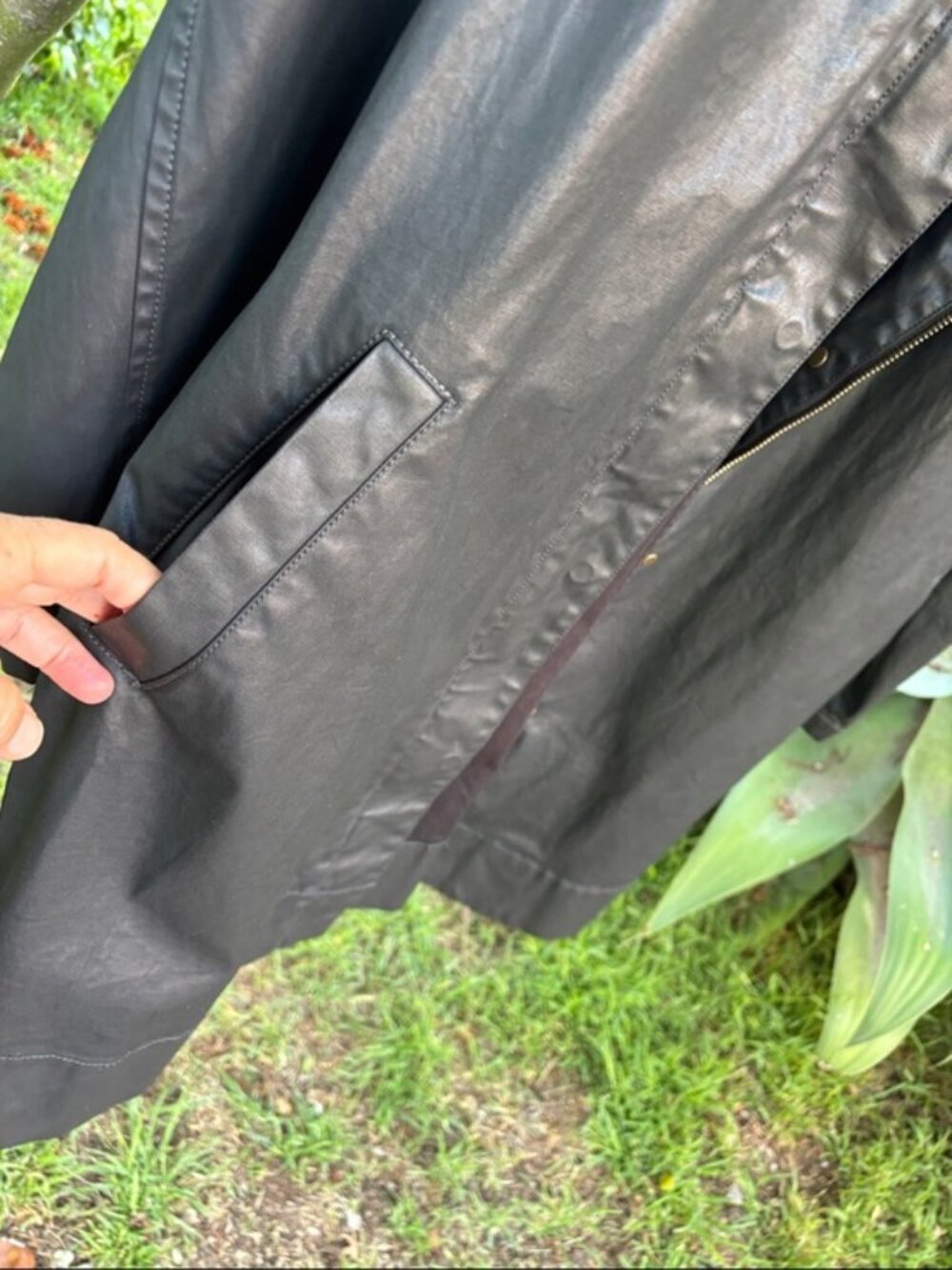 [New] Eileen Fisher (M) Black Waxed Organic Cotton Stretch Twill Hooded Jacket - Picture 12 of 12